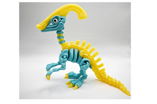 3D Printed Articulated Dinosaur Toy with Realistic Movement and Detail in vibrant colors and flexible design.