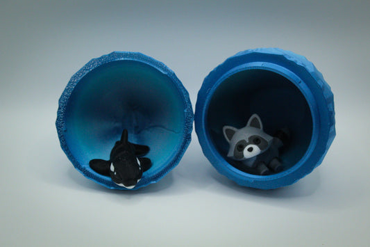 2 Pocket Pets 3D Printed Egg Set for Collectors and Fidgeting Fun featuring articulated pets in decorative eggs.