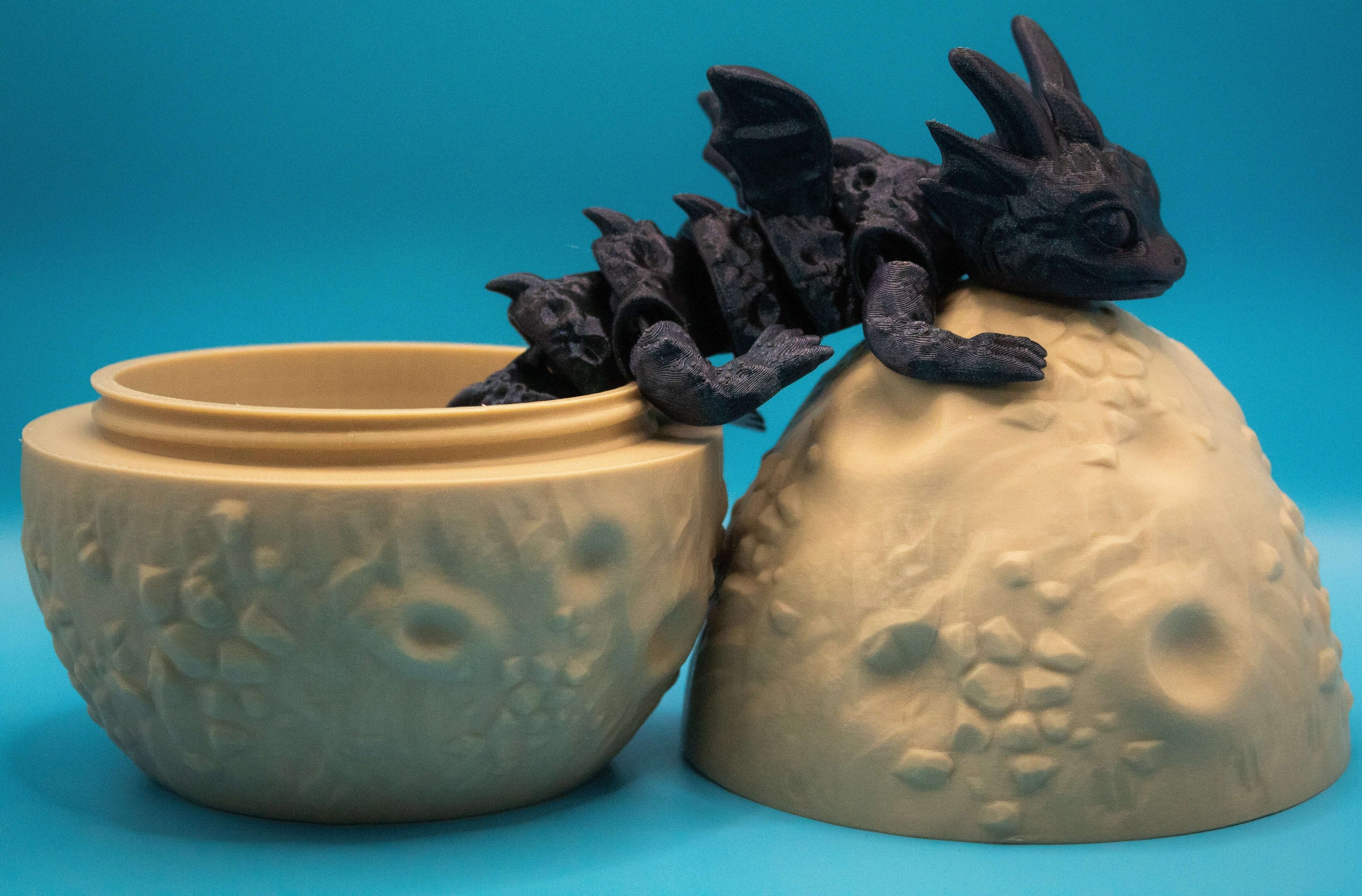 Moon Dragon Collectible Set - Ethereal 3D Printed Art Piece featuring a dragon on a moon egg.