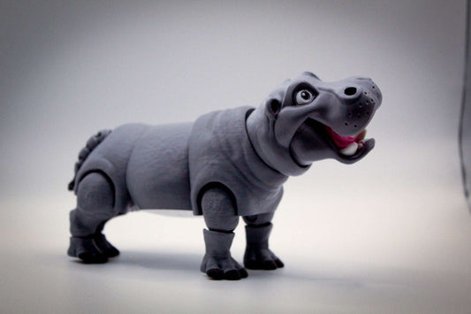 Flexi Hippo - 3D printed articulated hippo toy with movable joints, perfect for creative play and animal figure collections.